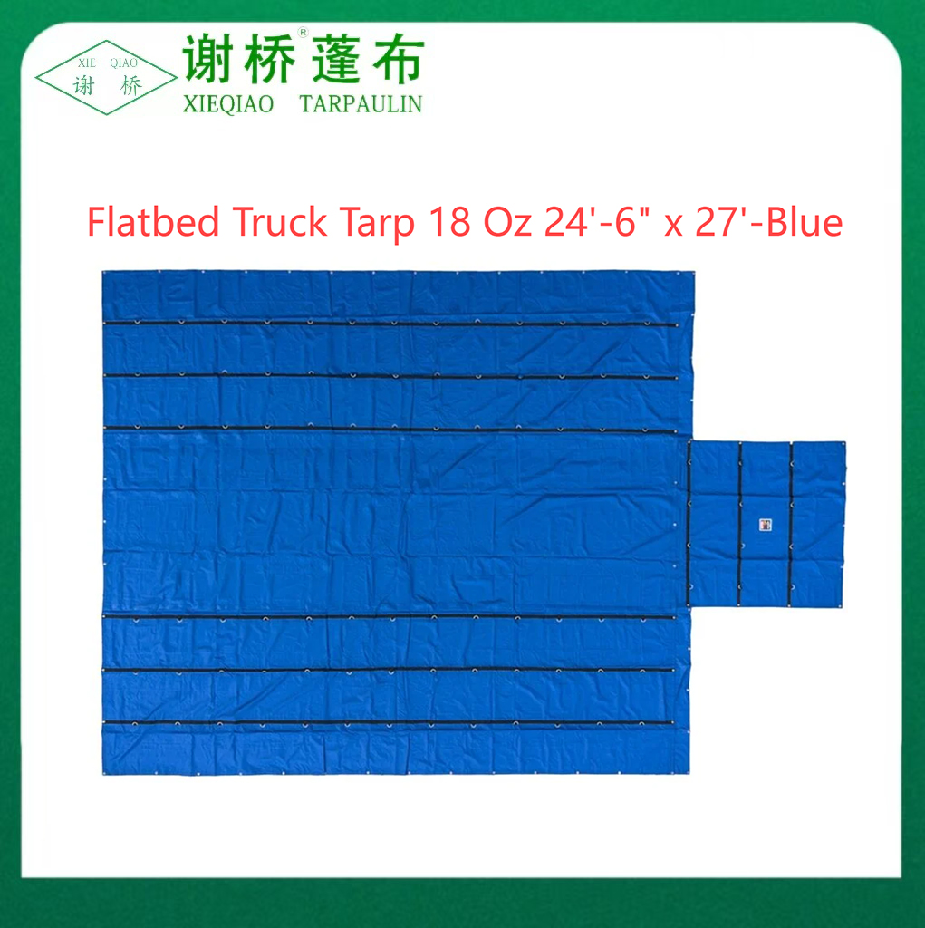 Tarp de camión plano de 18oz 24 "-6" "x27" (caída de 8 ") -Blue